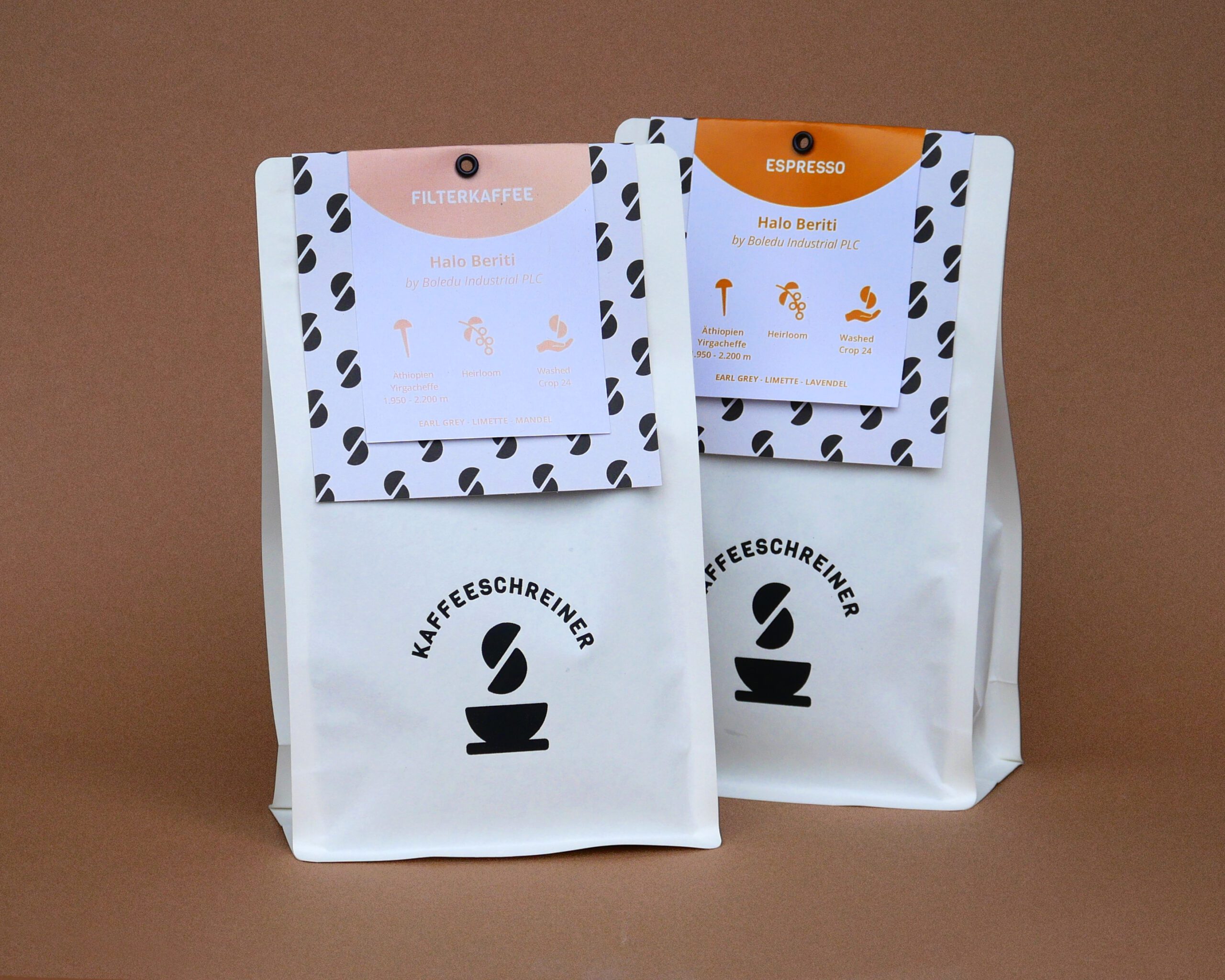 Verpackung von Halo Beriti Filterkaffee und Espresso