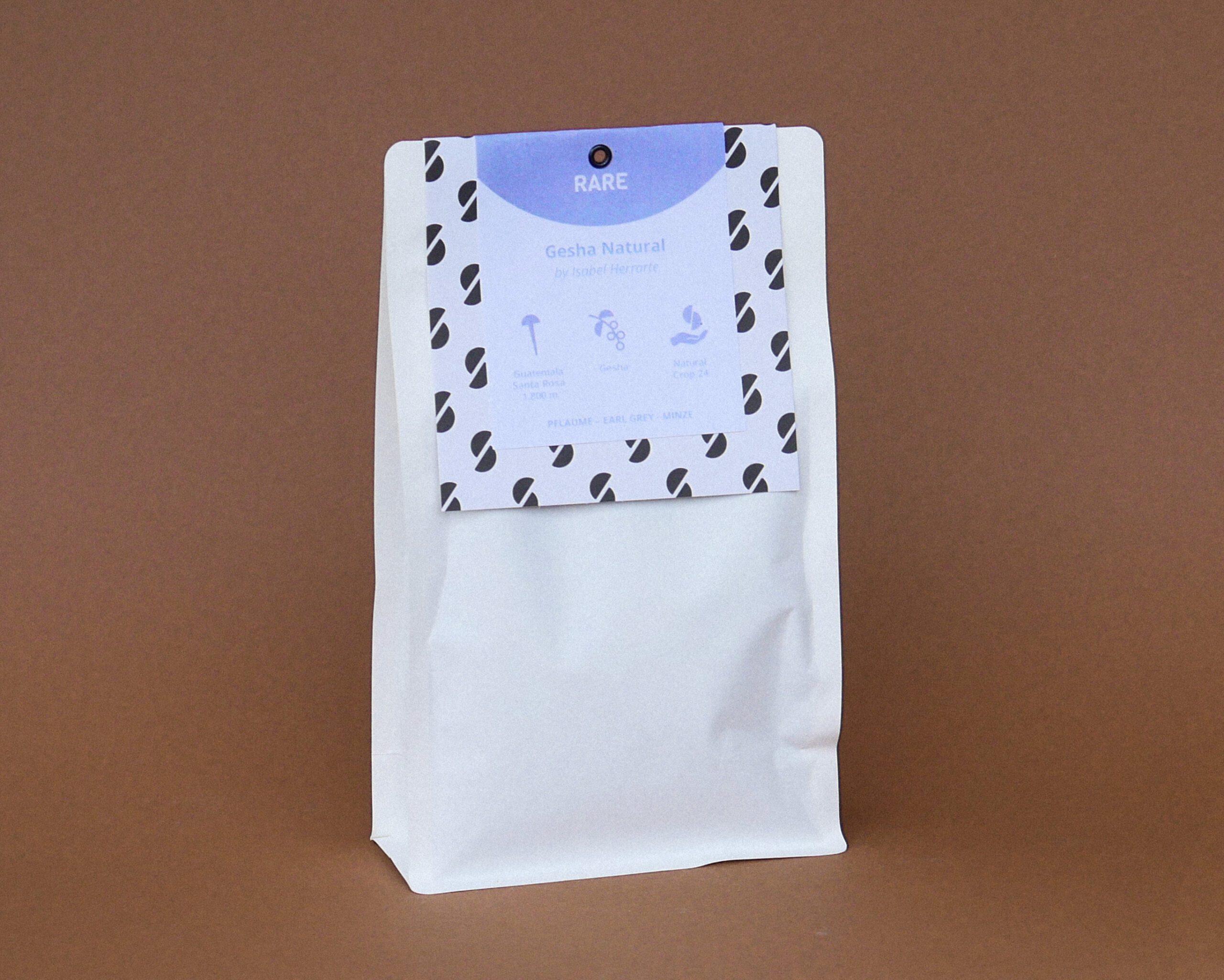 Kaffee Verpackung Gesha Natural von vorne fotografiert