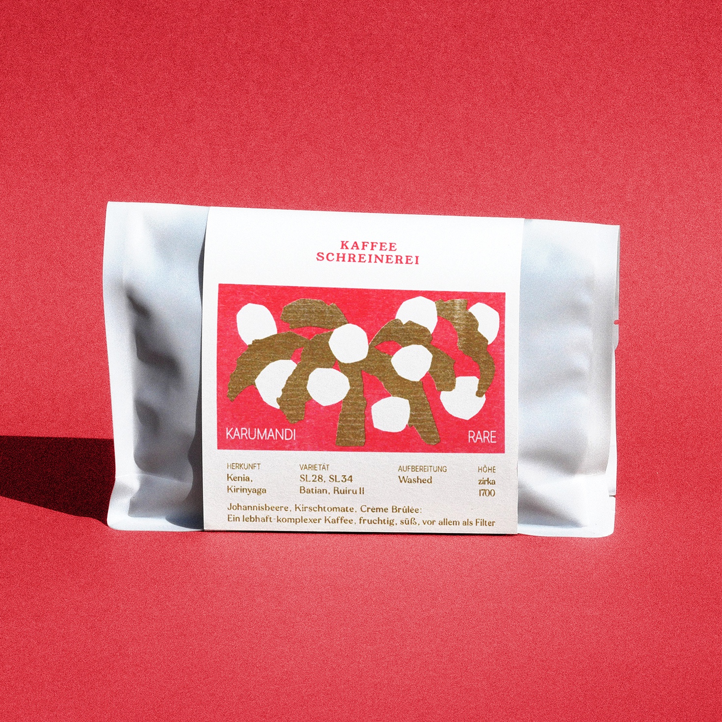 Rote Label Kaffeeverpackung